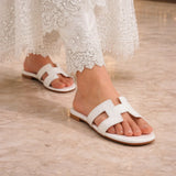Flat White Color Slippers- S00068