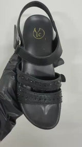 Luxe Black Steps Sandals- S00050