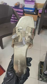 Flat Gold Color Slippers- S00035