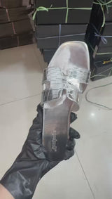 Flat Silver Color Slippers- S00069